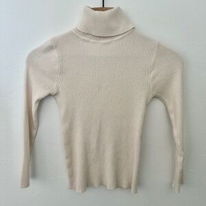 Cream Ribbed Turtleneck